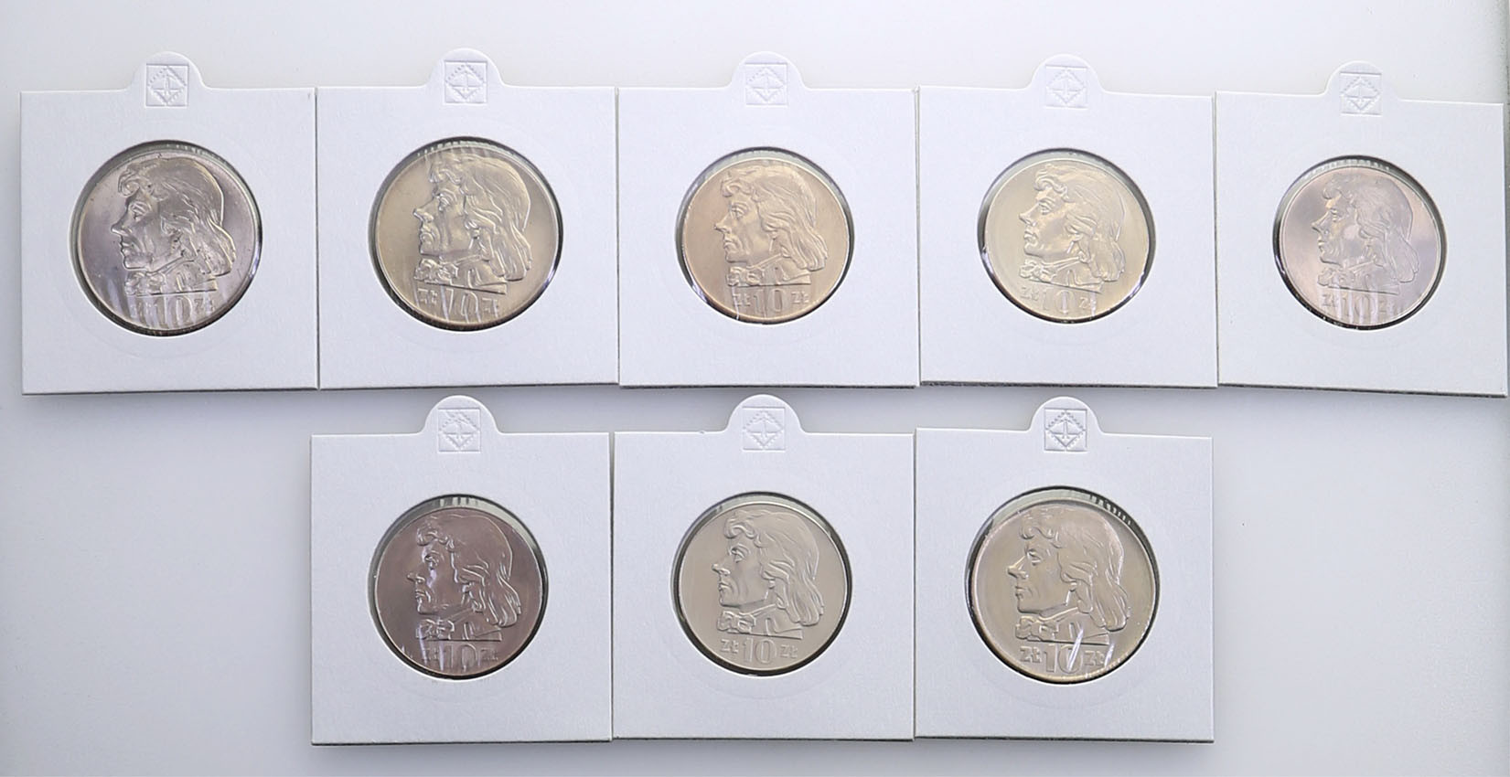 PRL. 10 złotych 1959-1973 Kościuszko, zestaw 8 monet