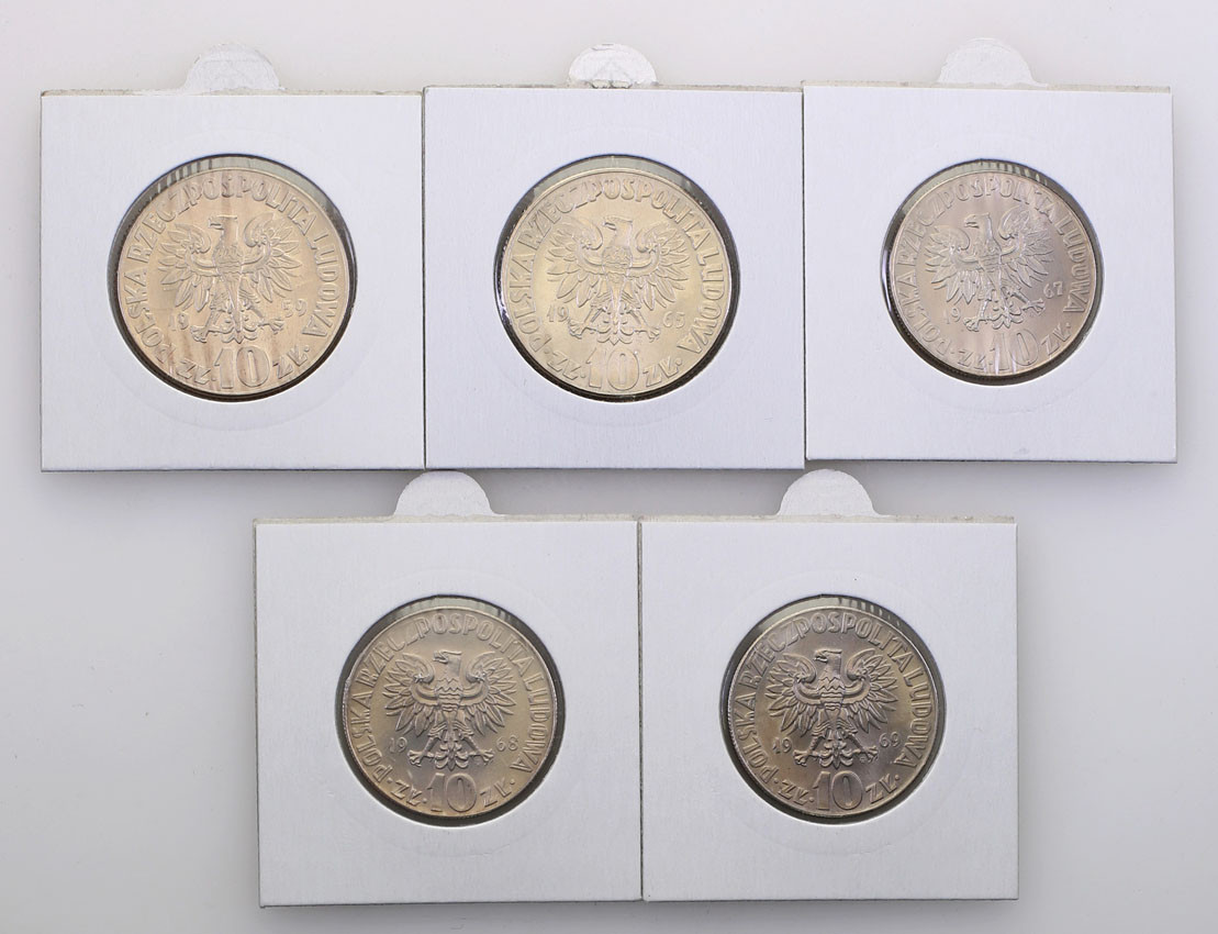 PRL. 10 złotych 1959-1969 Kopernik, zestaw 5 monet