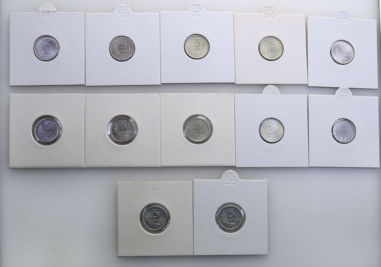 PRL. 5 groszy 1958-1972, zestaw 12 monet