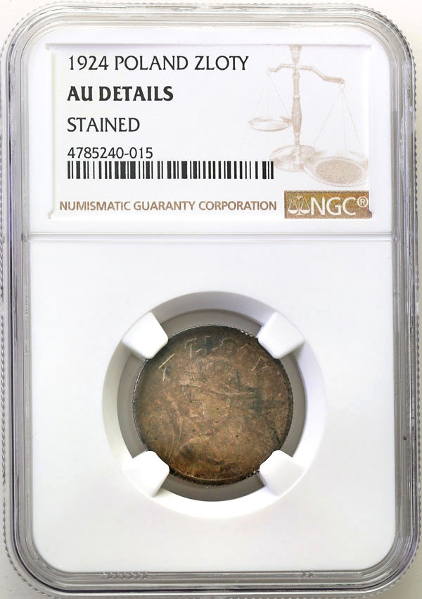 II RP. 1 złoty 1924 Paryż NGC AU