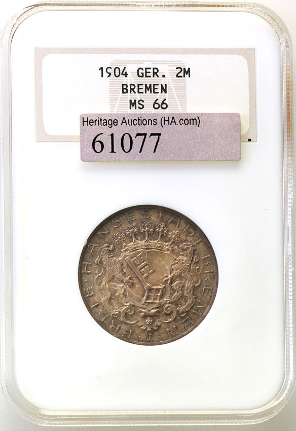 Niemcy, Brema. 2 marki 1904 J, Hamburg NGC MS66 (2 MAX)