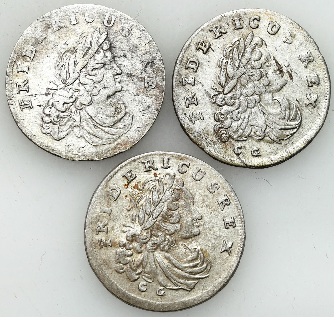 Niemcy, Prusy. Fryderyk I (1701-1713). Szóstak 1709 CG, Królewiec, zestaw 3 monet