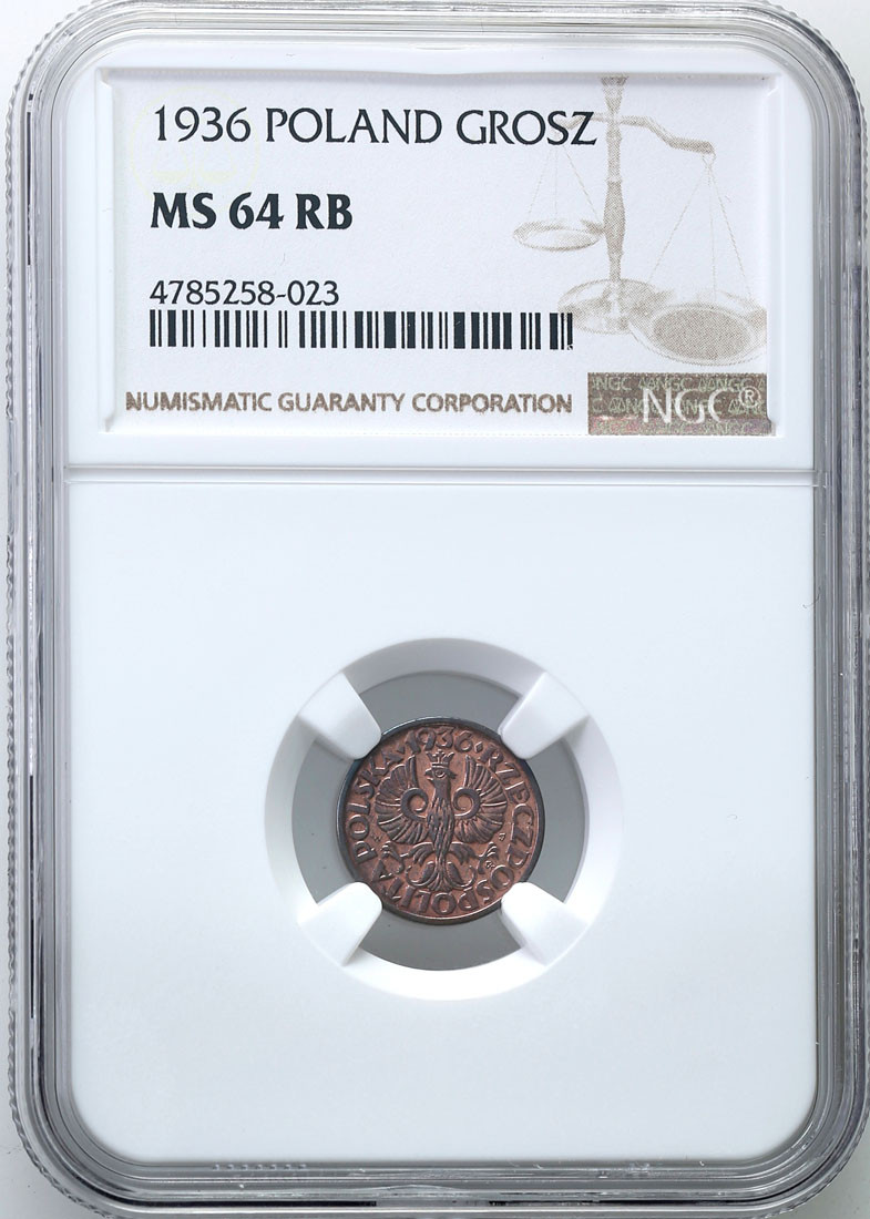 II RP. 1 grosz 1936 NGC MS64 RB