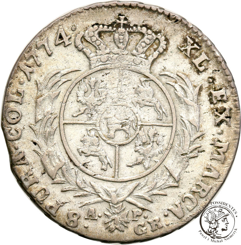 Stanisław August Poniatowski. Dwuzłotówka (8 groszy) 1774 AP, Warszawa