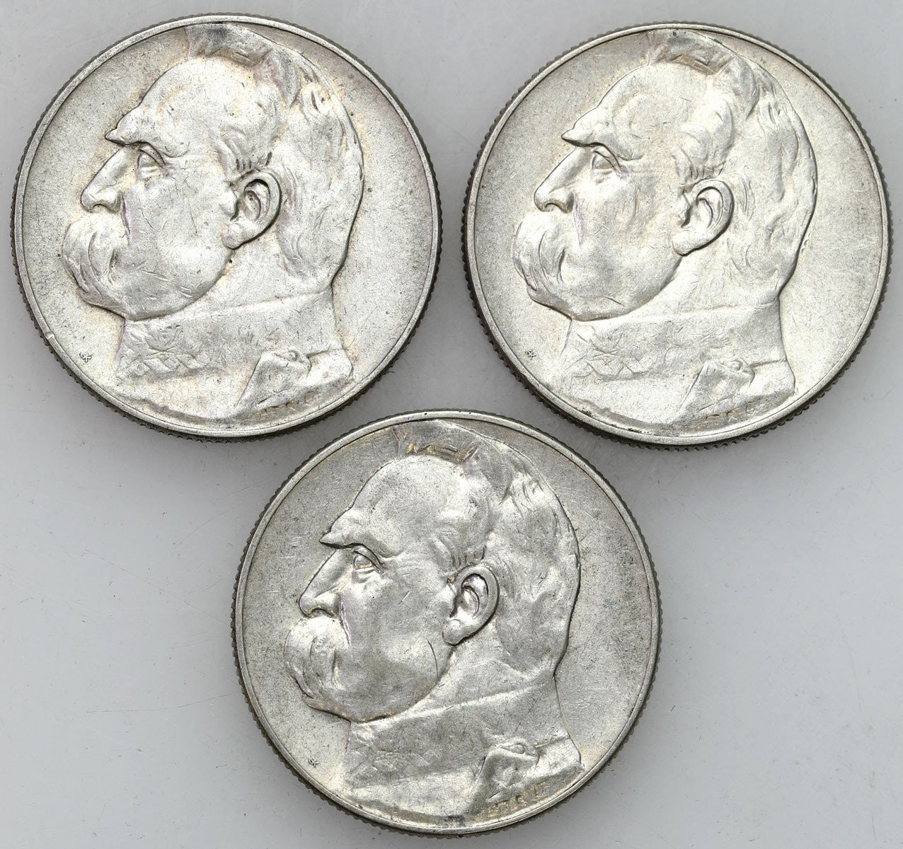 II RP. 5 złotych 1934 i 1935 Piłsudski, 3 sztuki