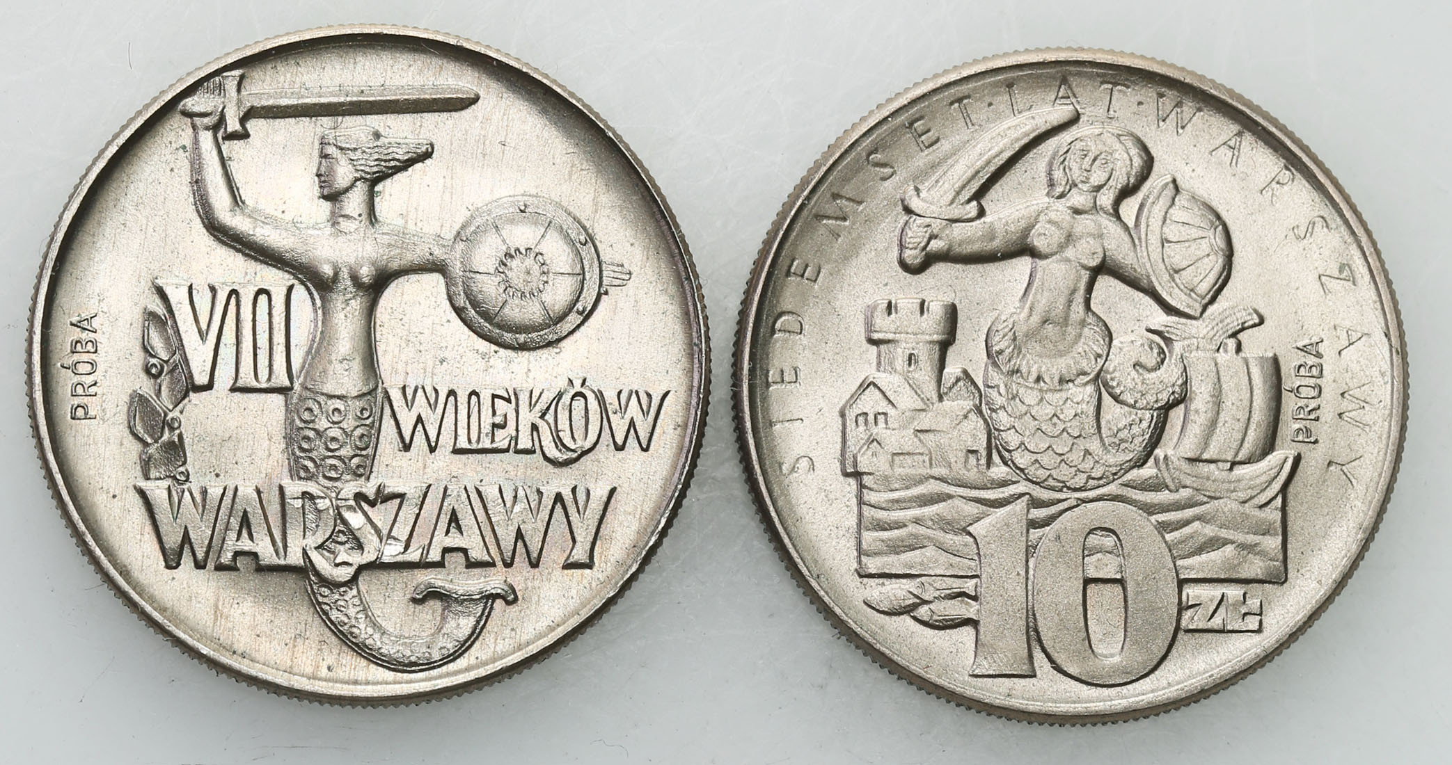 PRL. PRÓBA Miedzionikiel 10 złotych 1965 syrenka chuda i gruba