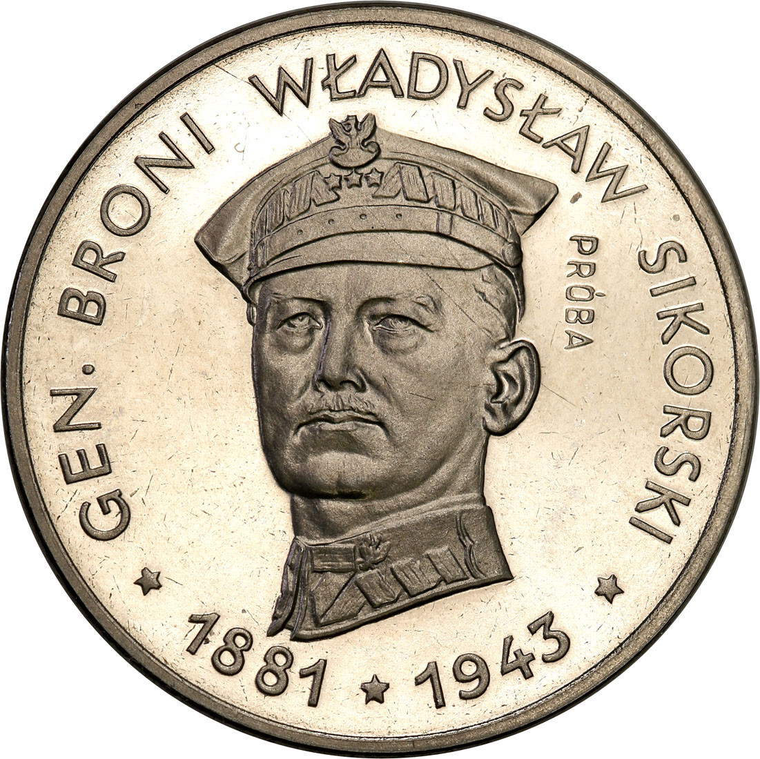 PRL. PRÓBA Nikiel 100 złotych 1981 Władysław Sikorski