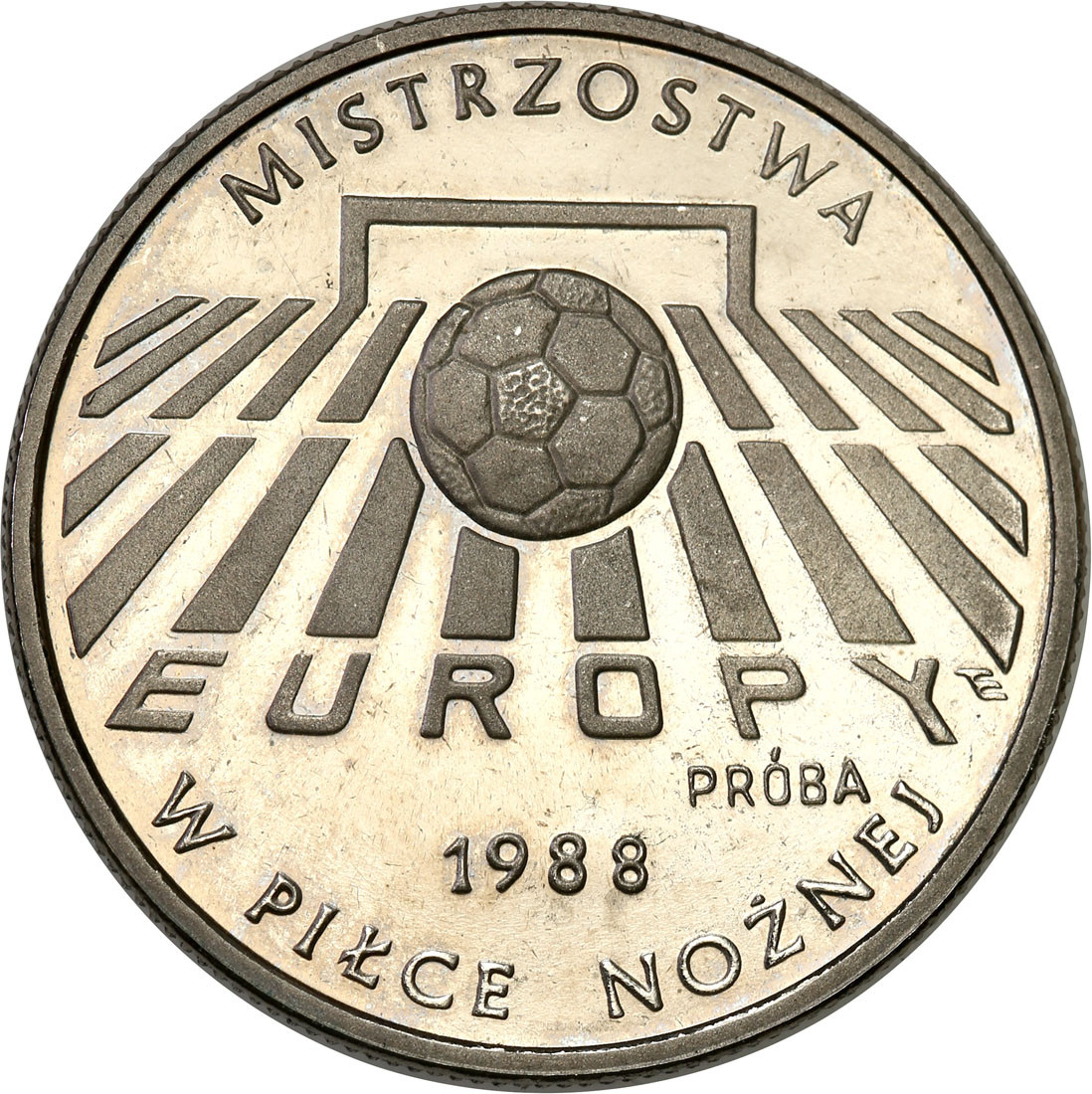 PRL. PRÓBA Nikiel 200 złotych 1987 Mistrzostwa Europy w piłce nożnej 1988