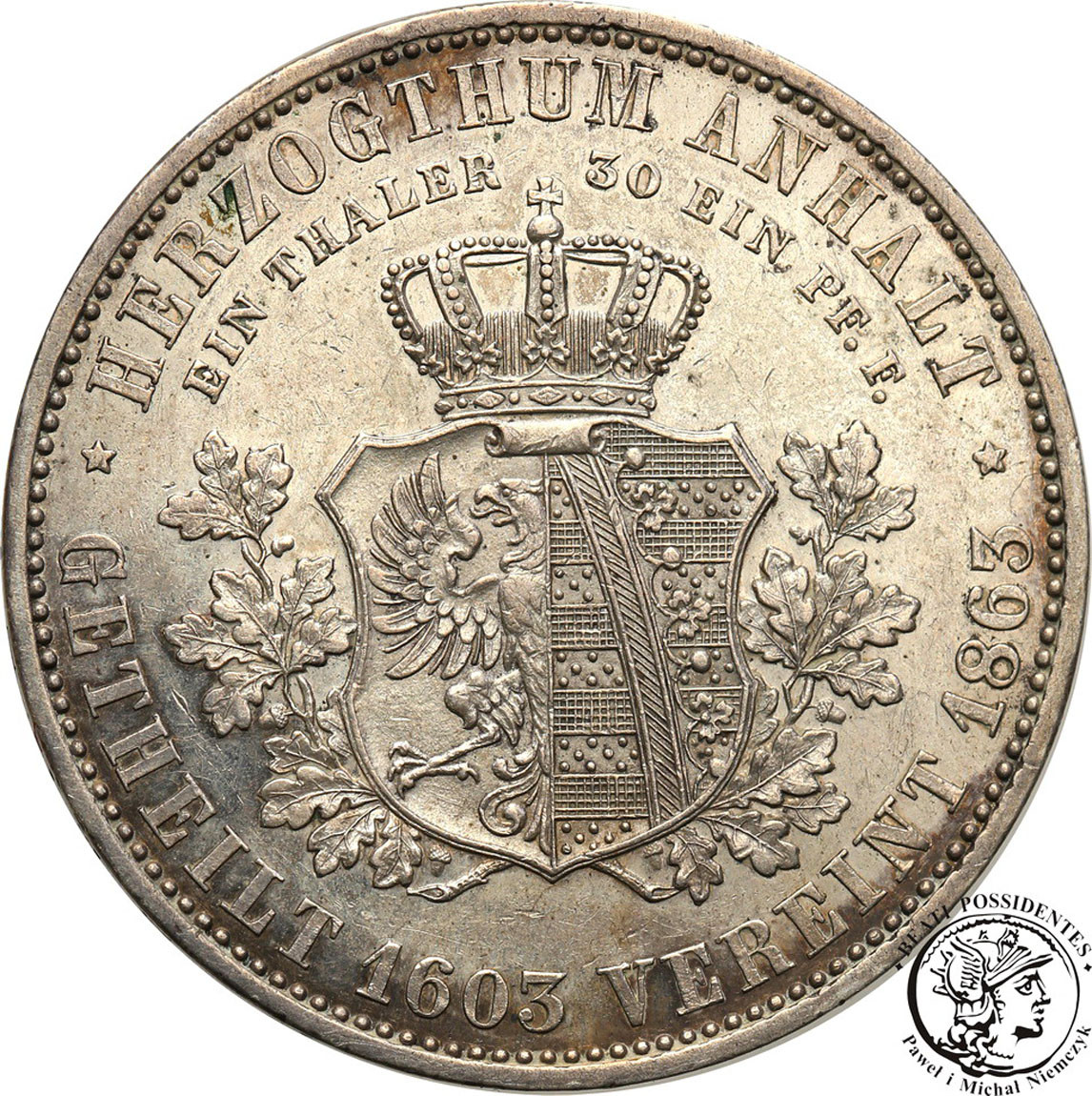 Niemcy, Anhalt. Leopold IV Fryderyk. Talar 1863 A, Berlin