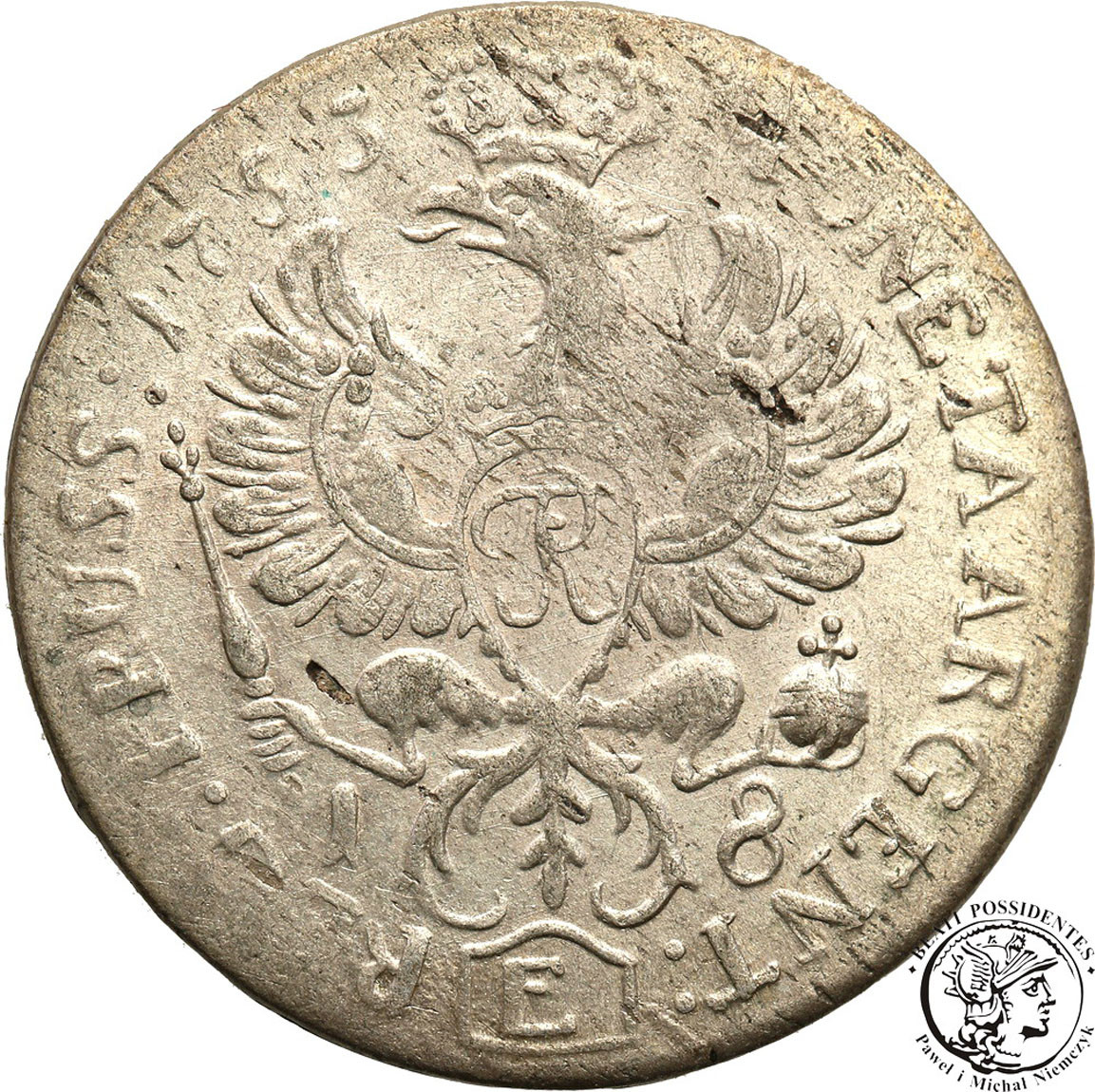 Niemcy, Prusy. Ort (18 groszy) 1753 E, Królewiec