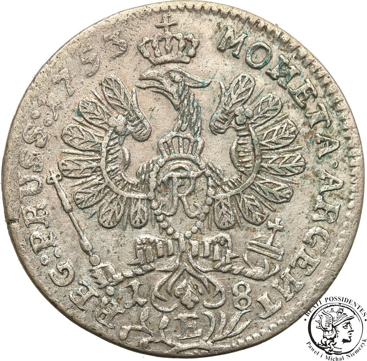 Niemcy, Prusy. Ort (18 groszy) 1753 E, Królewiec