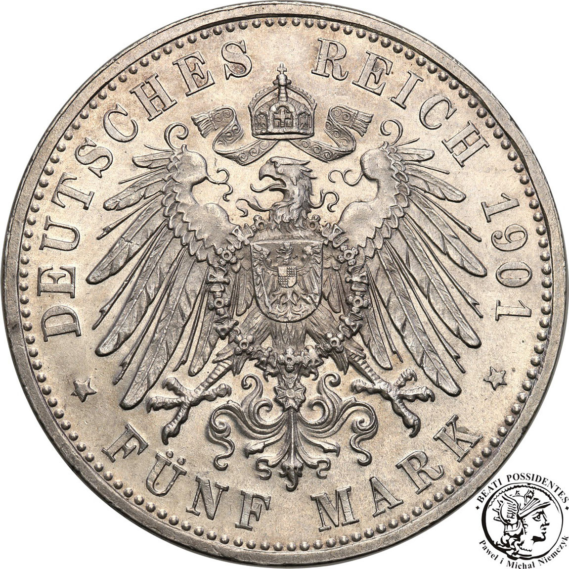 Niemcy, Sachsen-Meiningen. Jerzy II. 5 marek 1901 D, Monachium - RZADKIE