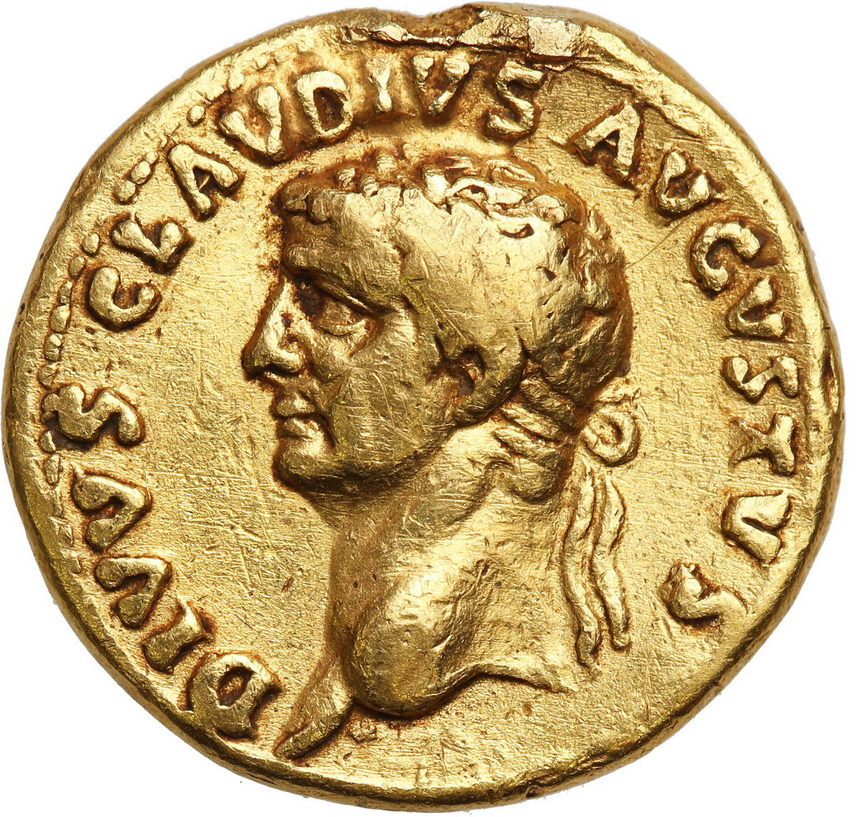 Cesarstwo Rzymskie, Aureus, Klaudiusz 41 – 54 r.n.e., Emisja pośmiertna z czasów Nerona 54 – 68 r.n.e. - RZADKOŚĆ