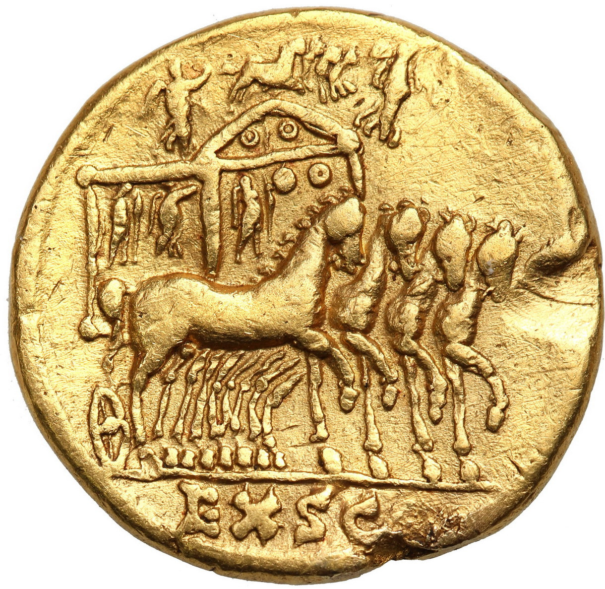 Cesarstwo Rzymskie, Aureus, Klaudiusz 41 – 54 r.n.e., Emisja pośmiertna z czasów Nerona 54 – 68 r.n.e. - RZADKOŚĆ