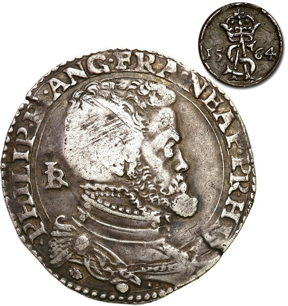 Zygmunt II August. Półtalar (SUMY NEAPOLITAŃSKIE) 1564, Wilno lub Tykocin - RZADKOŚĆ R5