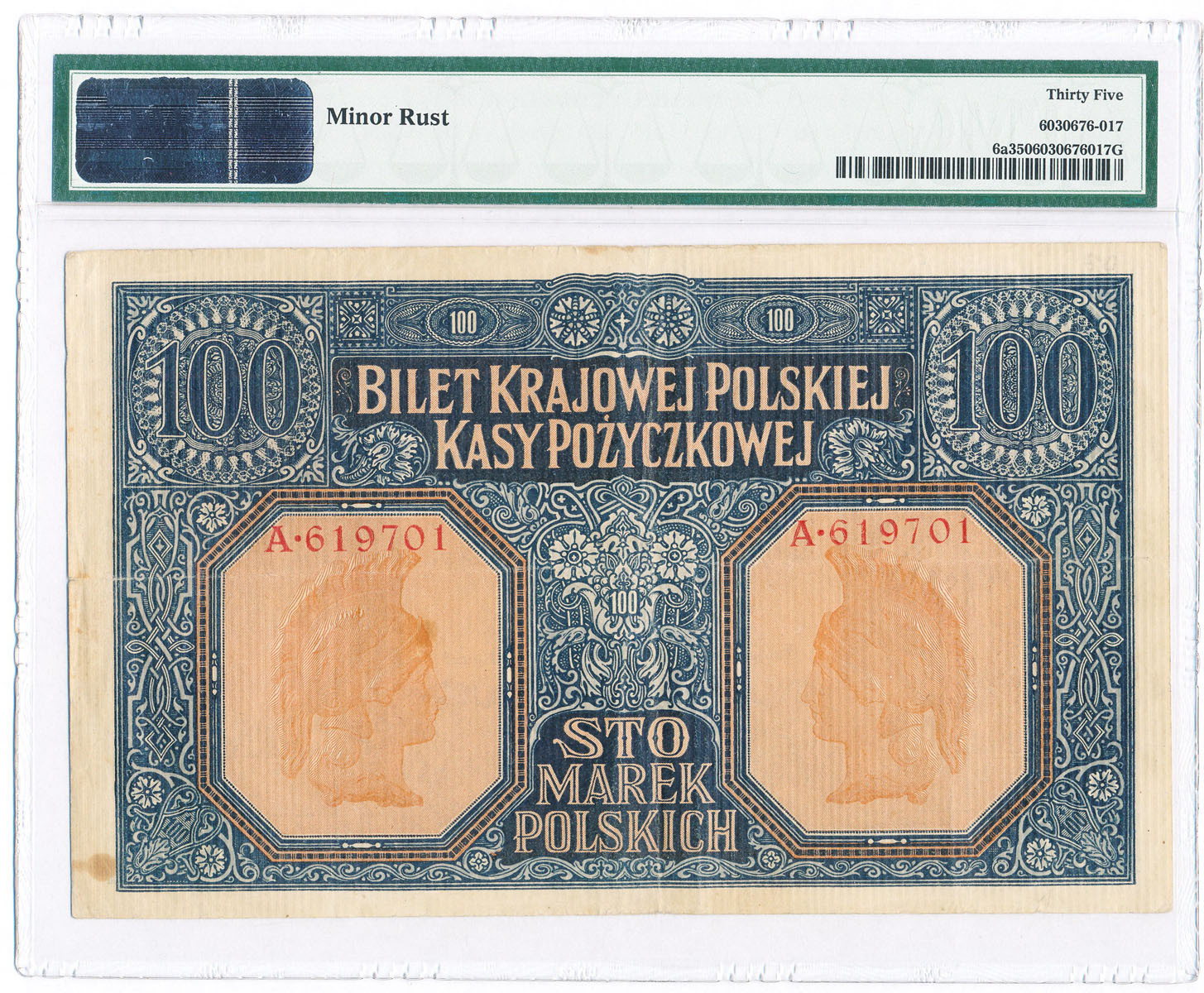 100 marek polskich 1916 seria A - jenerał PMG 35
