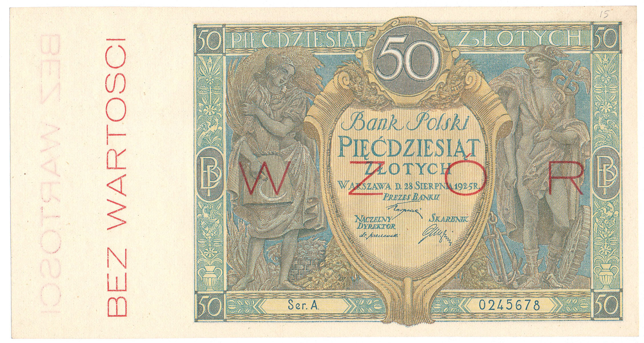 WZÓR 50 złotych 1925 seria A - RZADKOŚĆ R4