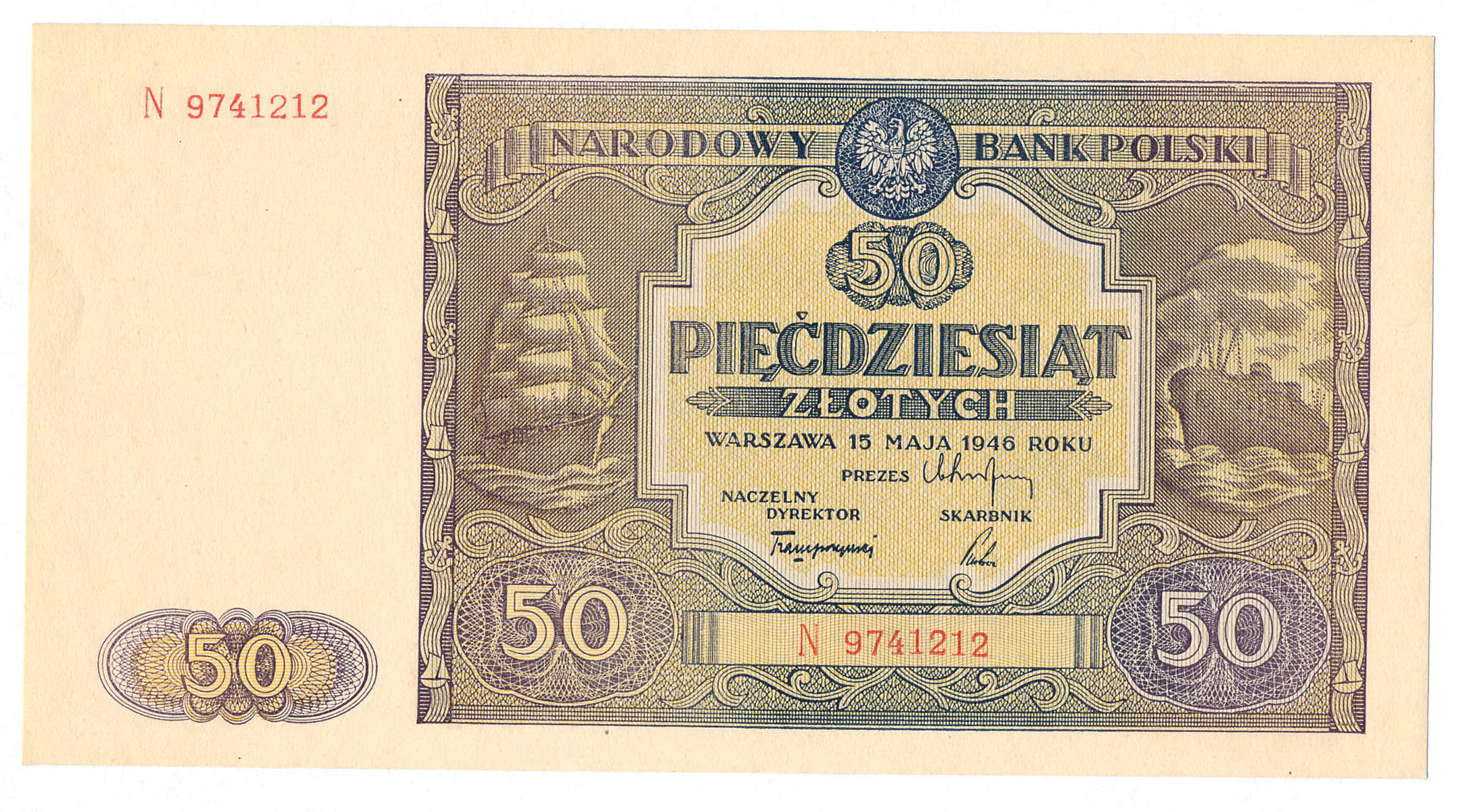 50 złotych 1946 seria N - PIĘKNY