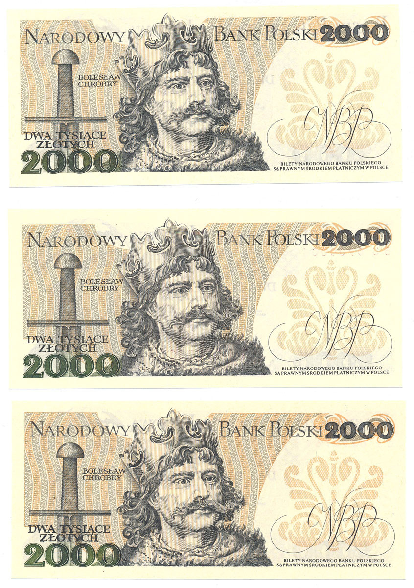 2.000 złotych 1982, zestaw 3 sztuk