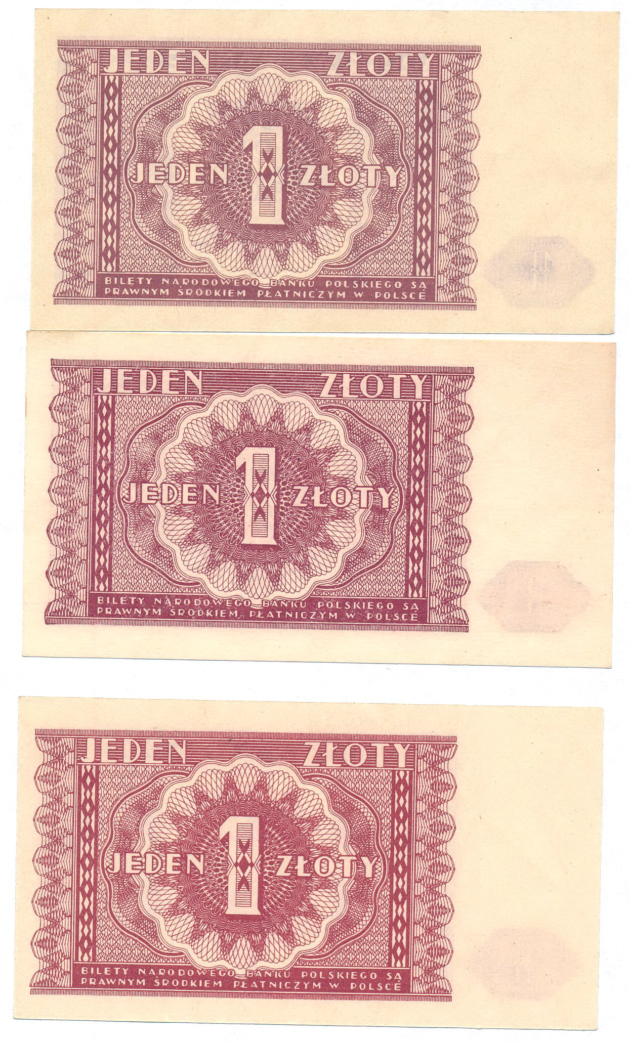 1 złoty 1946, zestaw 3 sztuk