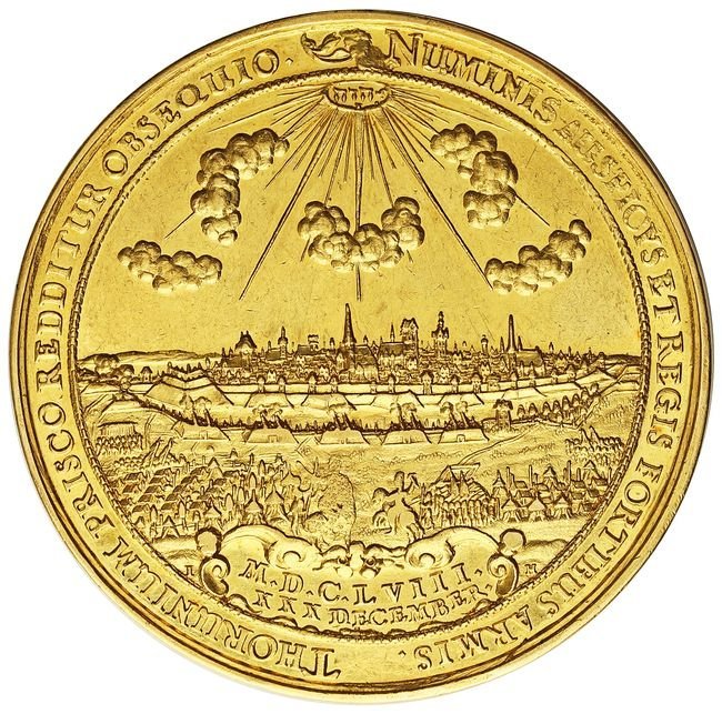 Jan II Kazimierz. Medal o wadze 50 dukatów 1658, Toruń, UNIKAT