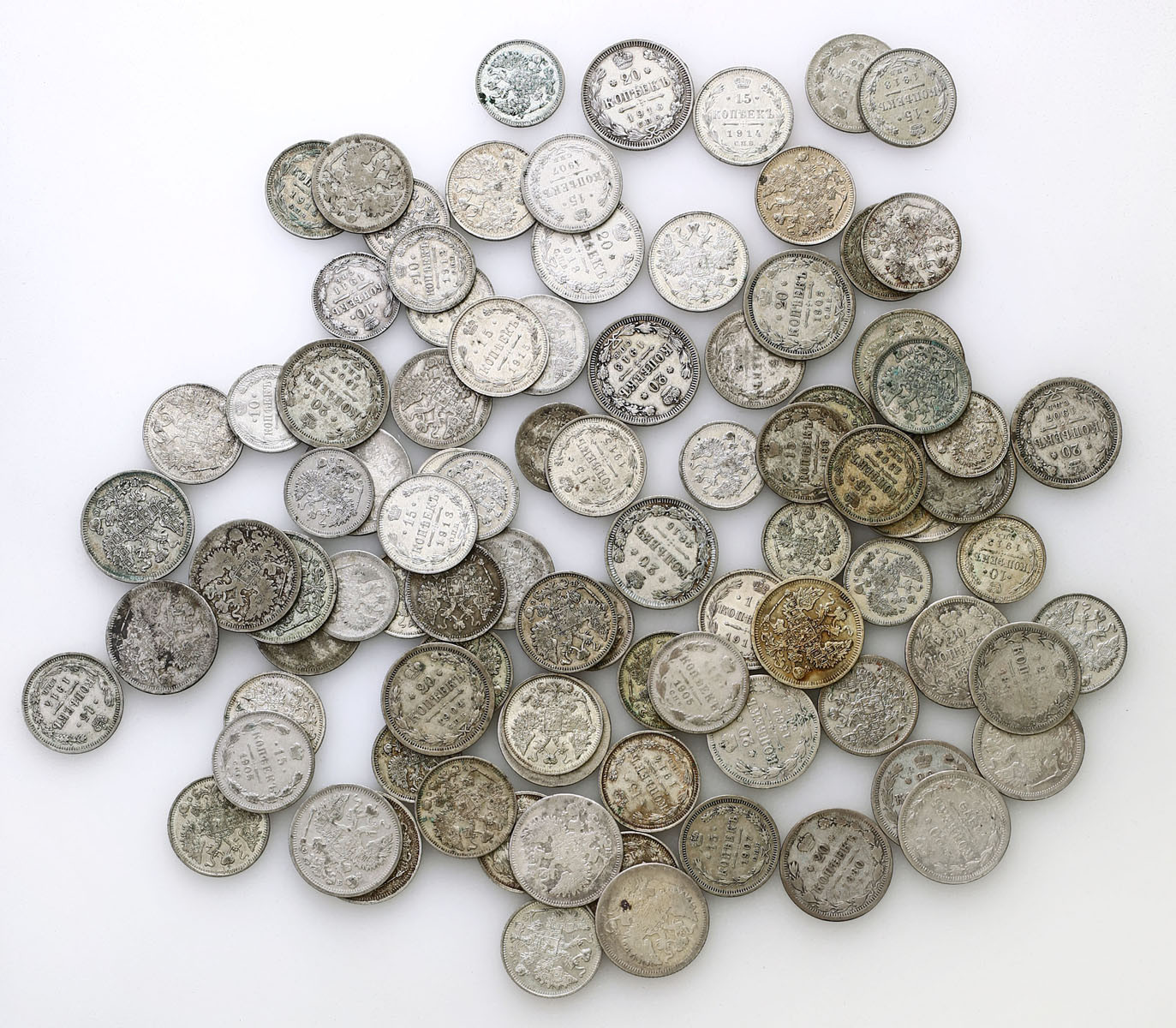 Rosja. 10-20 kopiejek 1867-1915, zestaw 93 monet