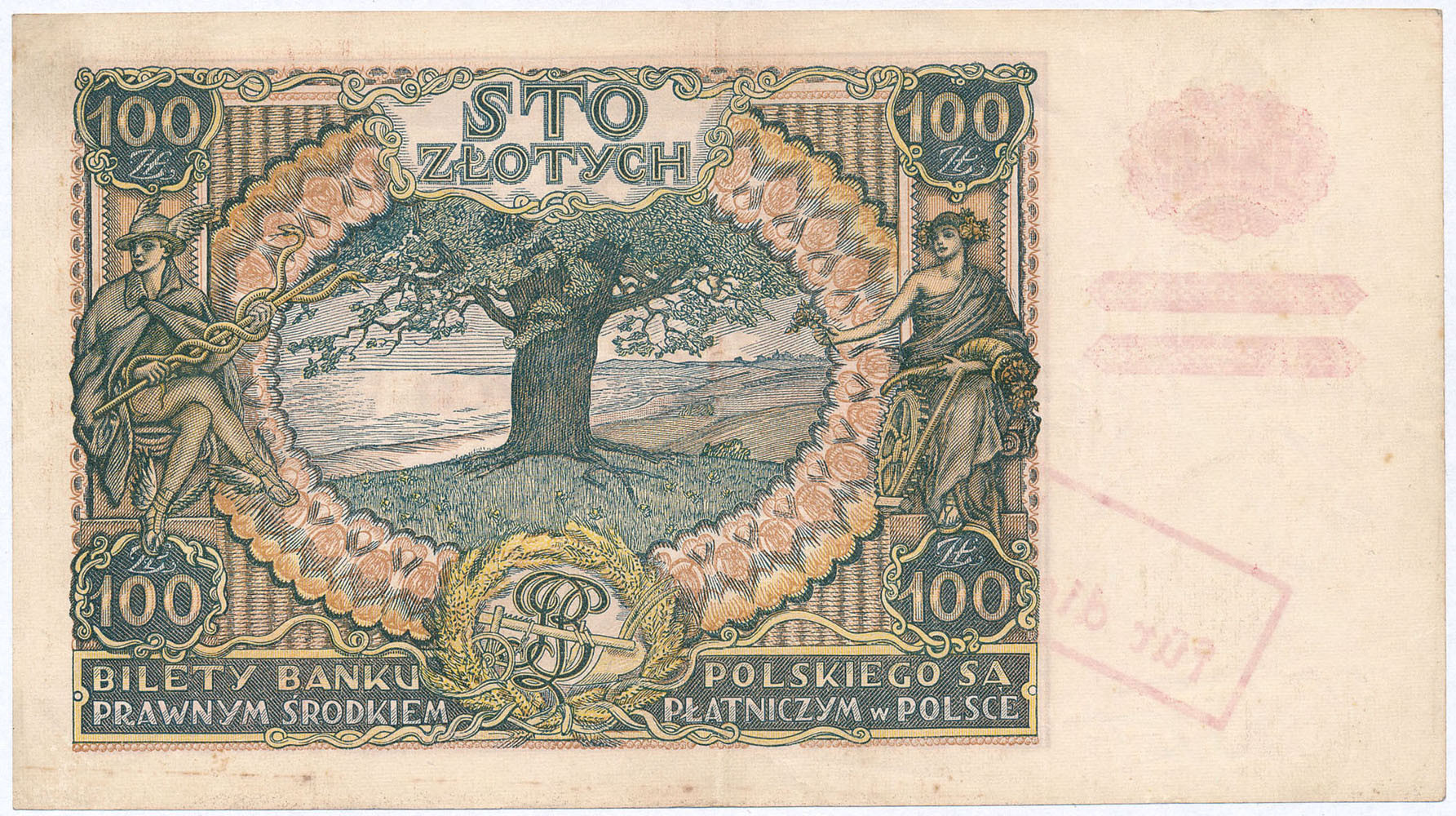 100 złotych 1934 seria CS - fałszywy nadruk