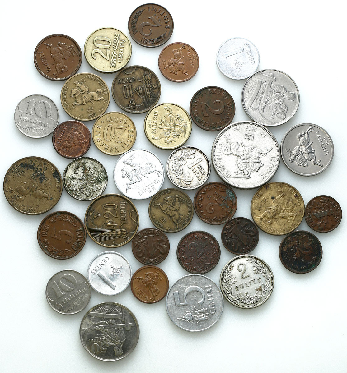 Litwa, Łotwa. 1 centas do 5 lati 1925-1997, zestaw 35 monet