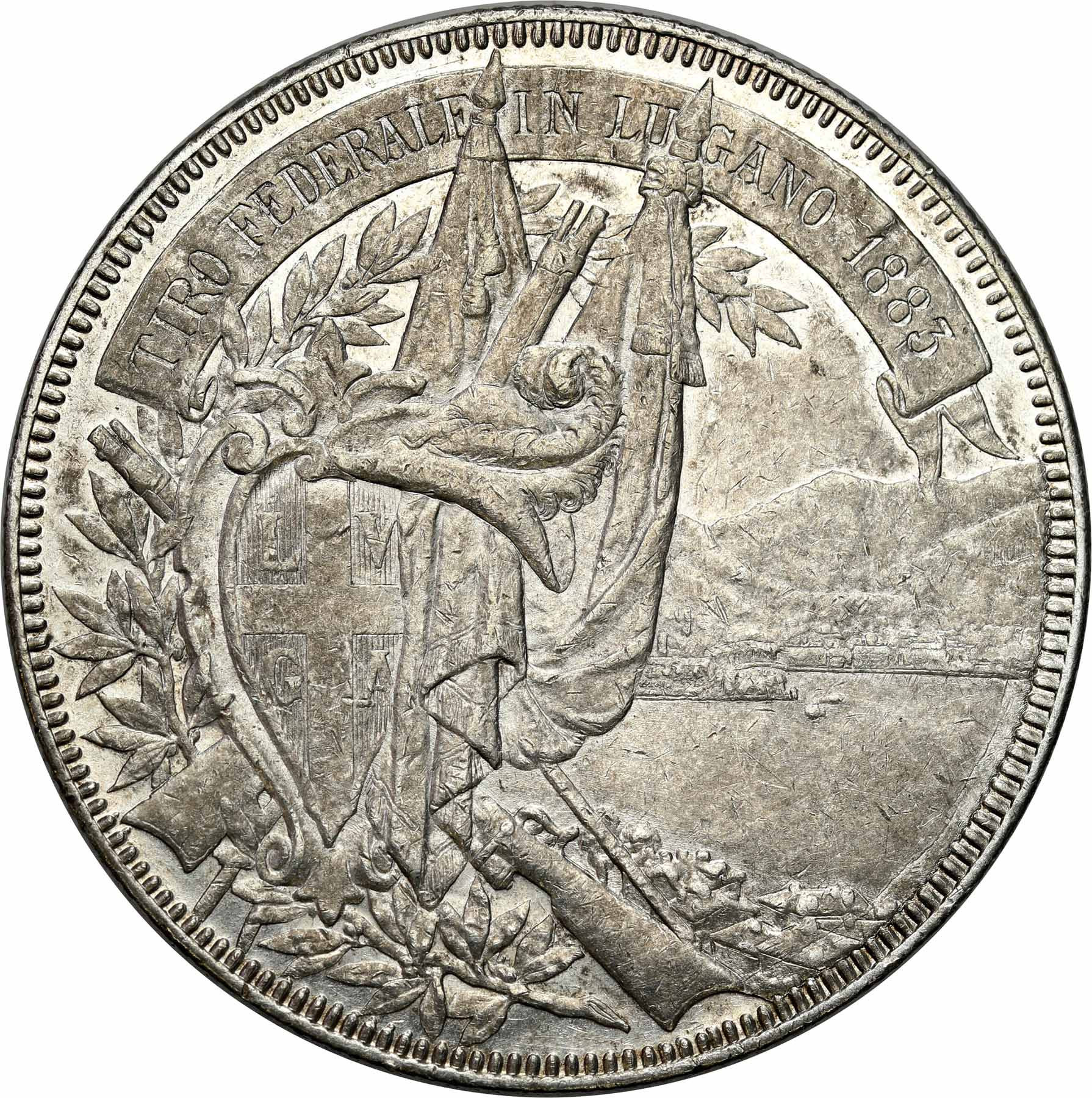 Szwajcaria. 5 franków 1883, Berno, Festiwal Strzelecki Lugano