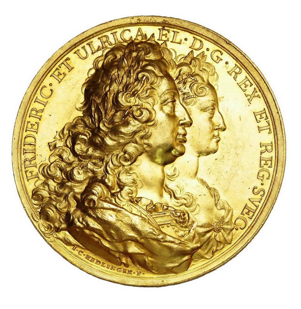 Polska, Szwecja  Medal wagi 40 dukatów 1723, „Familia Gustaviana”
