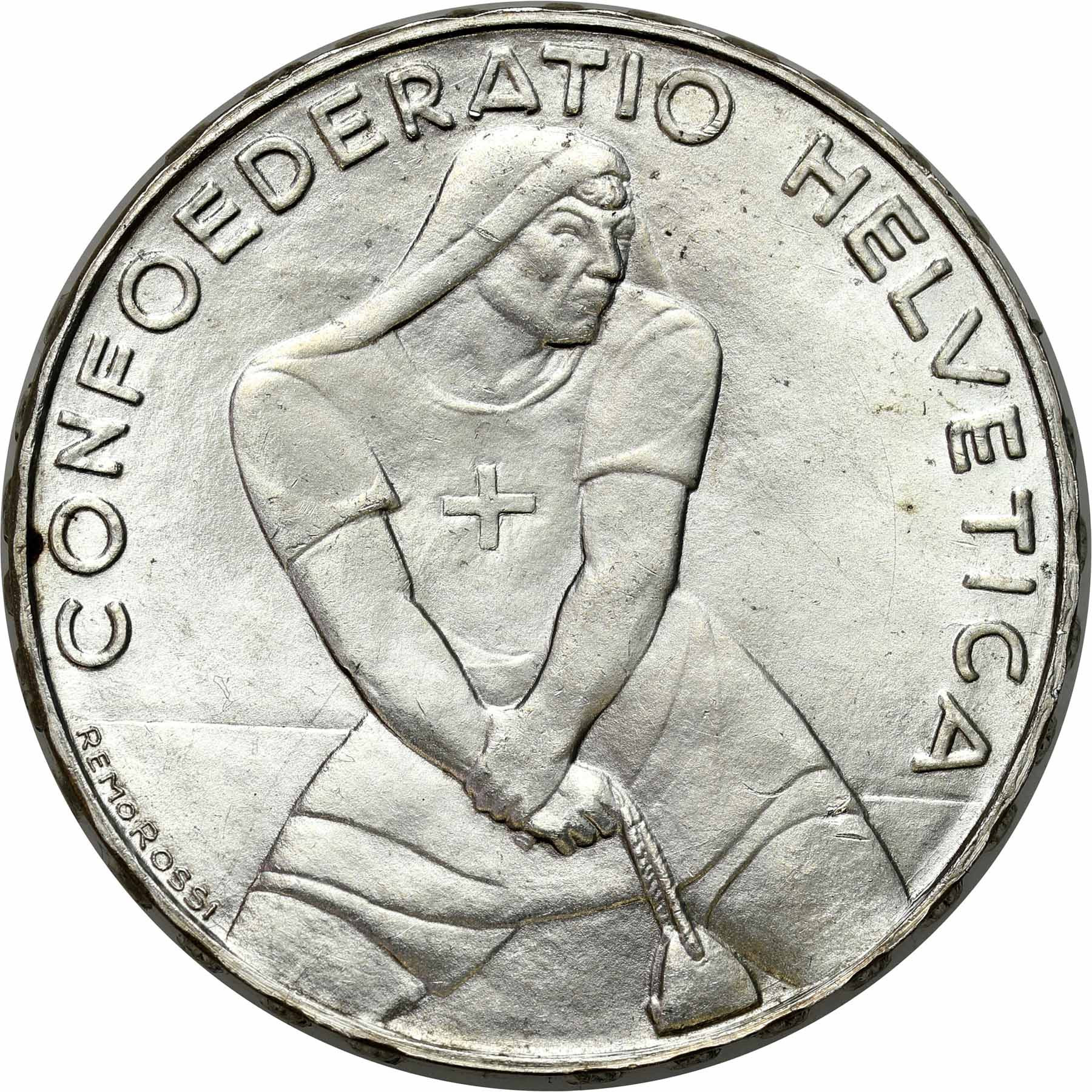 Szwajcaria. 5 franków 1939, Bern, bitwa o Laupen - RZADSZE 
