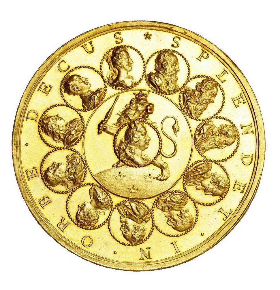 Polska, Szwecja  Medal wagi 40 dukatów 1723, „Familia Gustaviana”