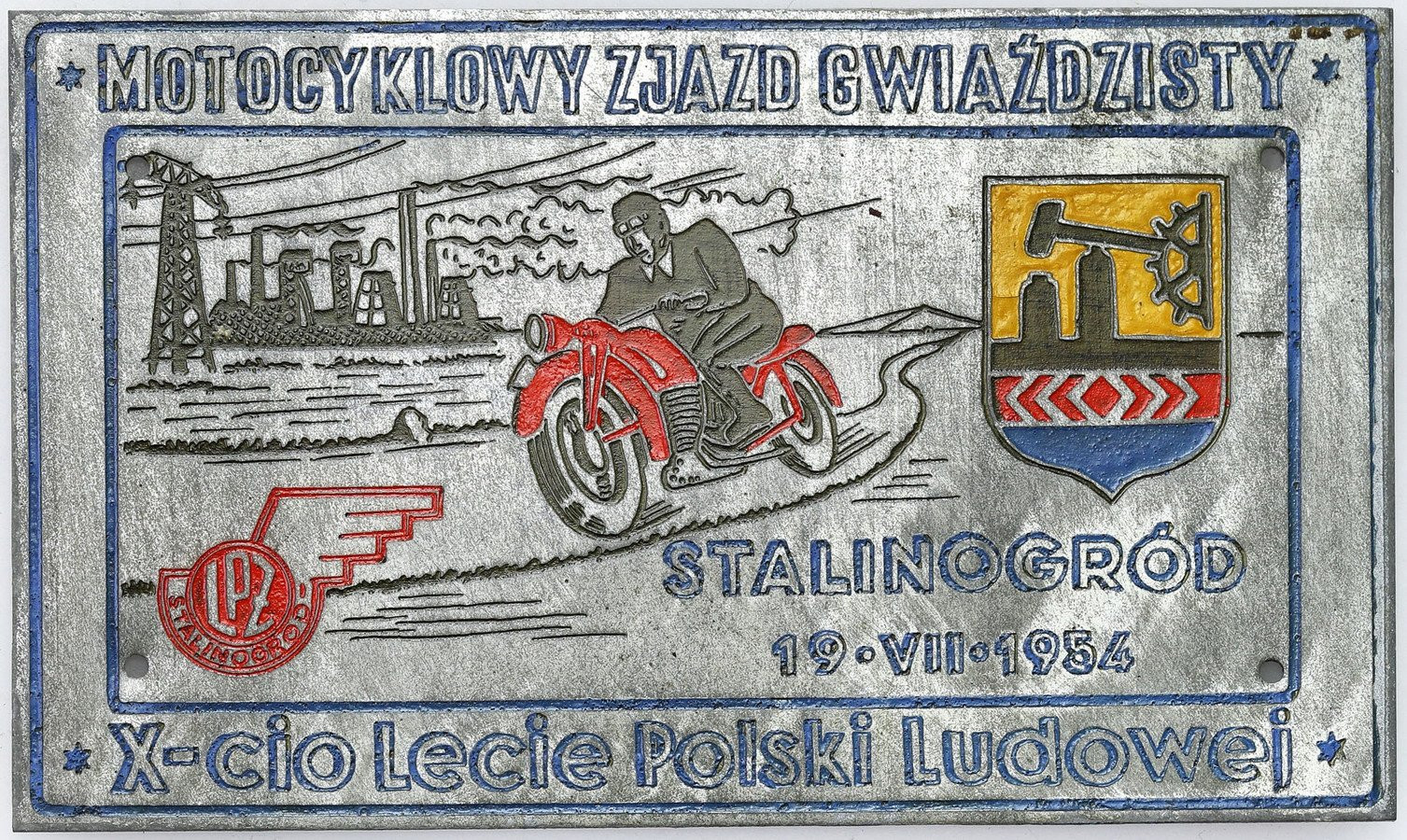 II RP. MOTOCYKLOWY ZJAZD GWIAŹDZISTY STALINOGRÓD 19-VII 1954 - plakieta 