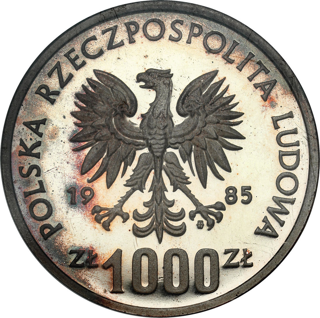 PRL. PRÓBA srebro 1000 złotych 1985 Wiewiórka PCG PR69