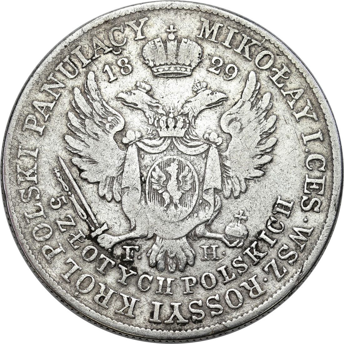 Królestwo Polskie. Mikołaj I. 5 złotych 1829 FH, Warszawa