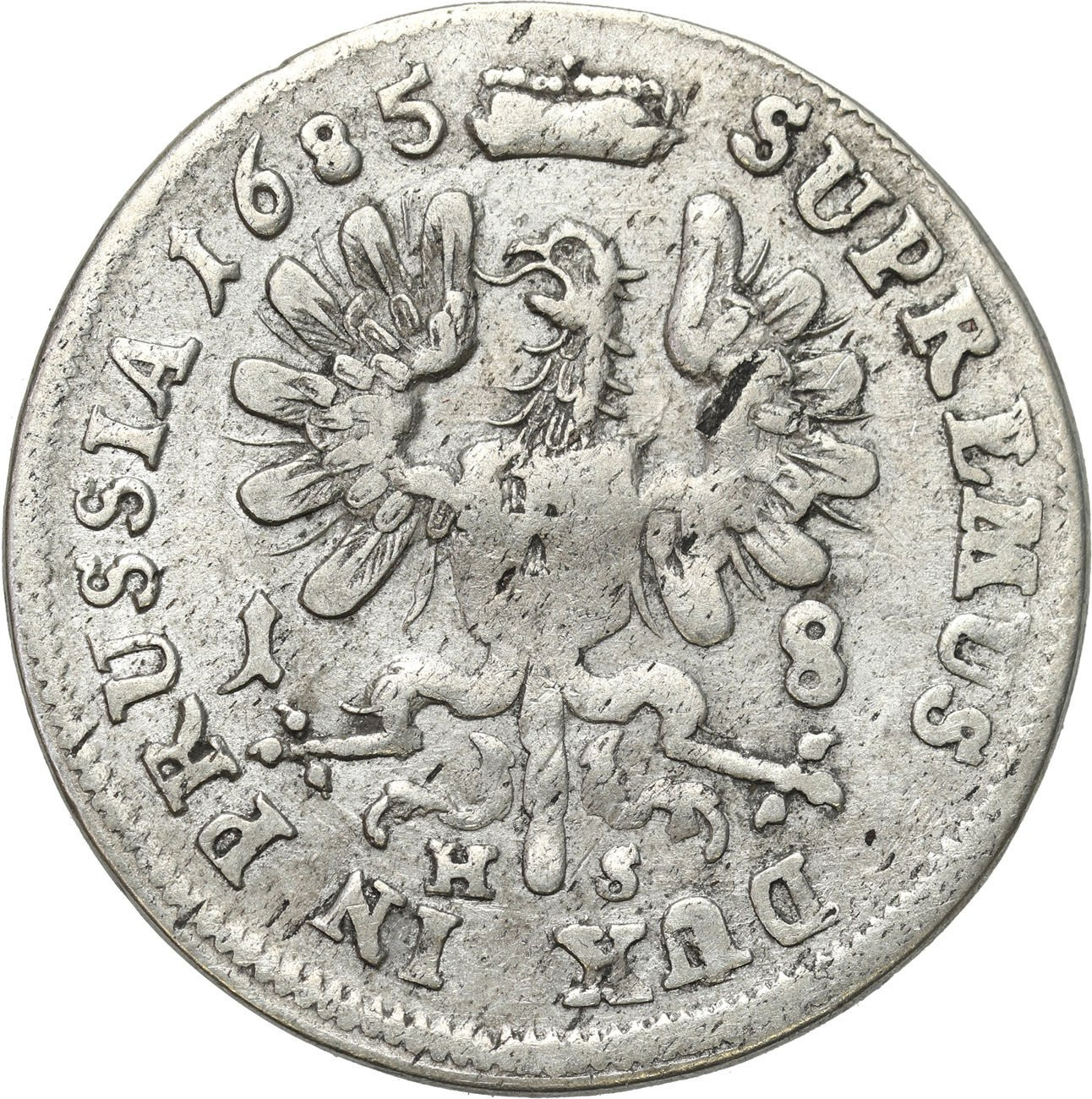 Niemcy, Prusy. Fryderyk Wilhelm. Ort (18 groszy) 1685 HS, Królewiec