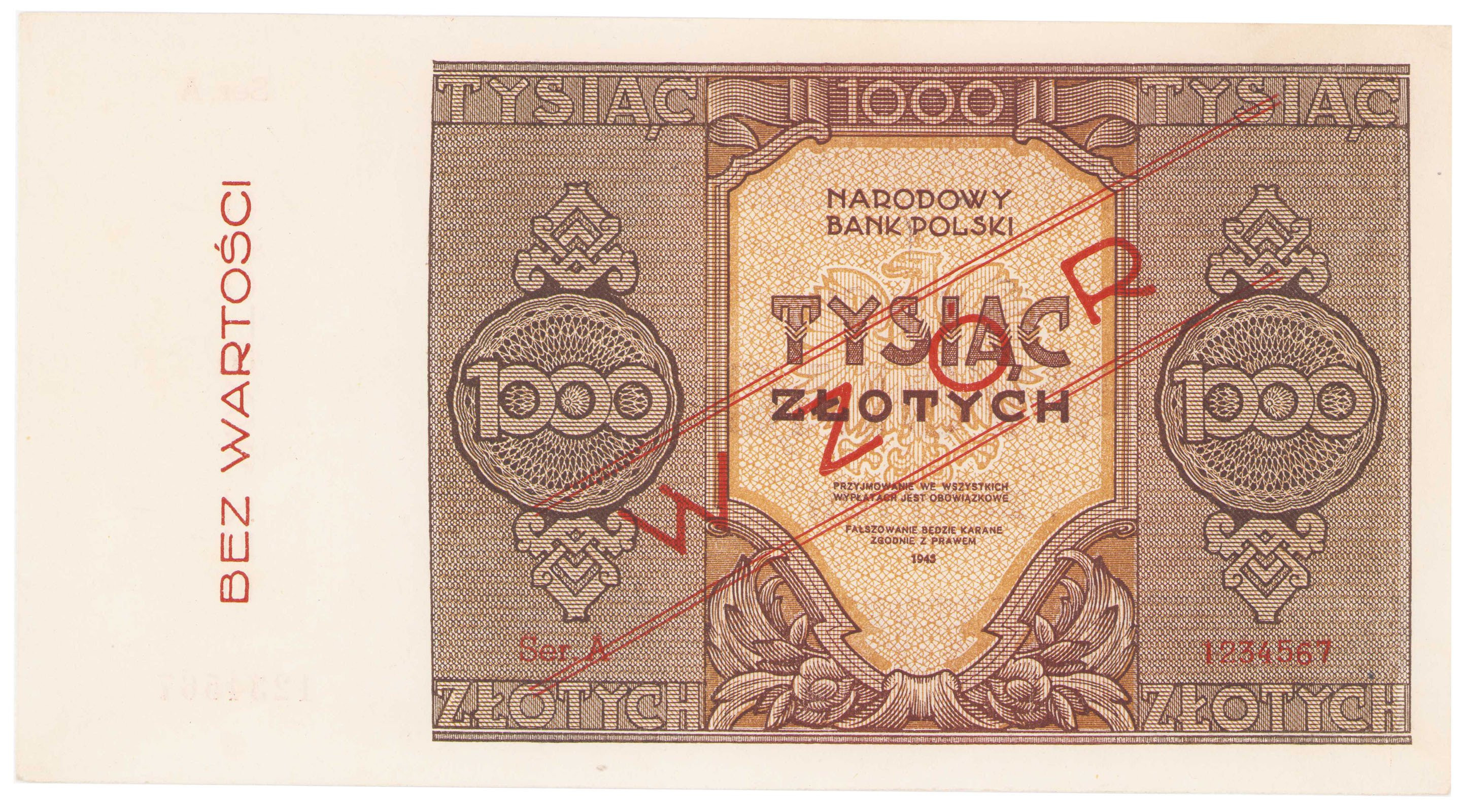 WZÓR 1.000 złotych 1945 - RZADKOŚĆ R6