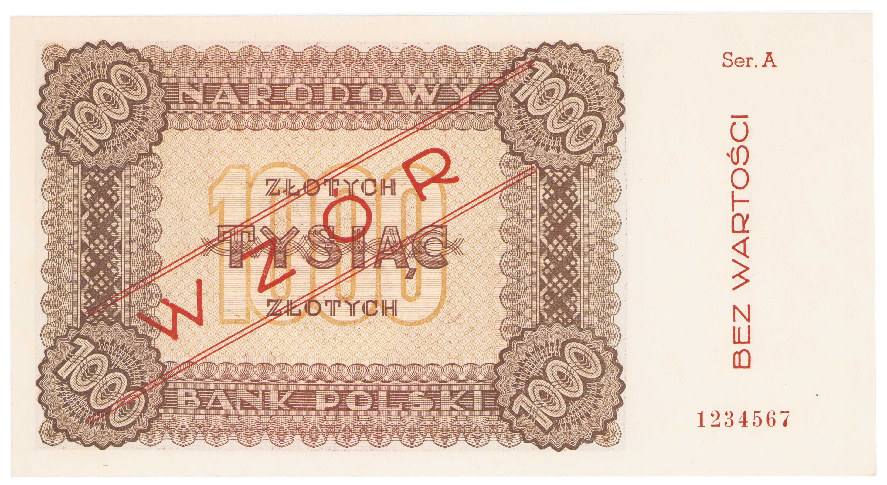 WZÓR 1.000 złotych 1945 - RZADKOŚĆ R6