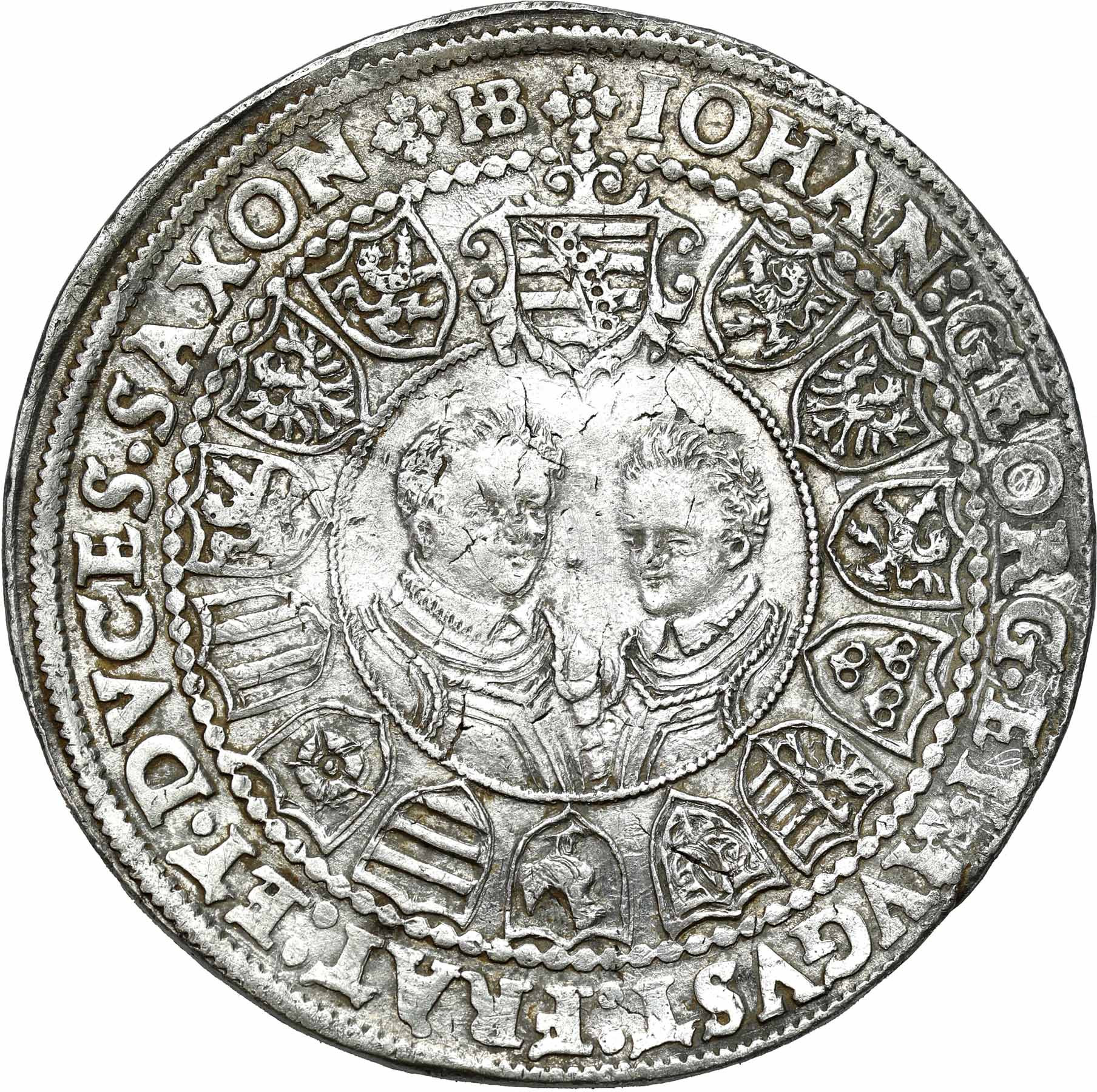 Niemcy, Saksonia. Christian II, Johann Georg I i August (1591-1611). Talar 1602 HB, Drezno - ŁADNY