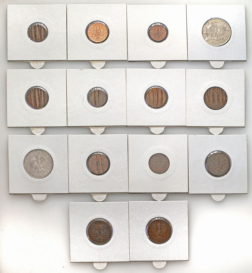 II RP i GG. 1 grosz do 1 złoty 1923-1939, zestaw 54 monet w tym 5 groszy 1934