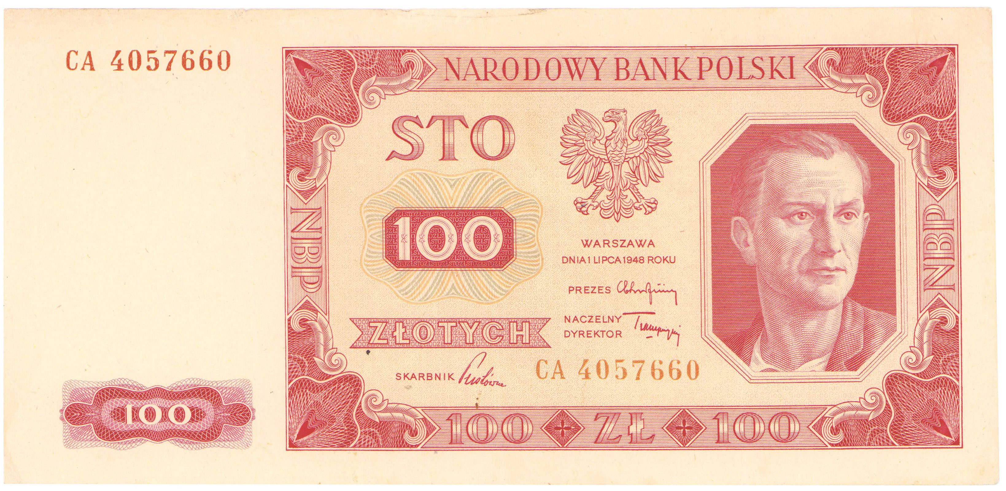 100 złotych 1948 seria CA