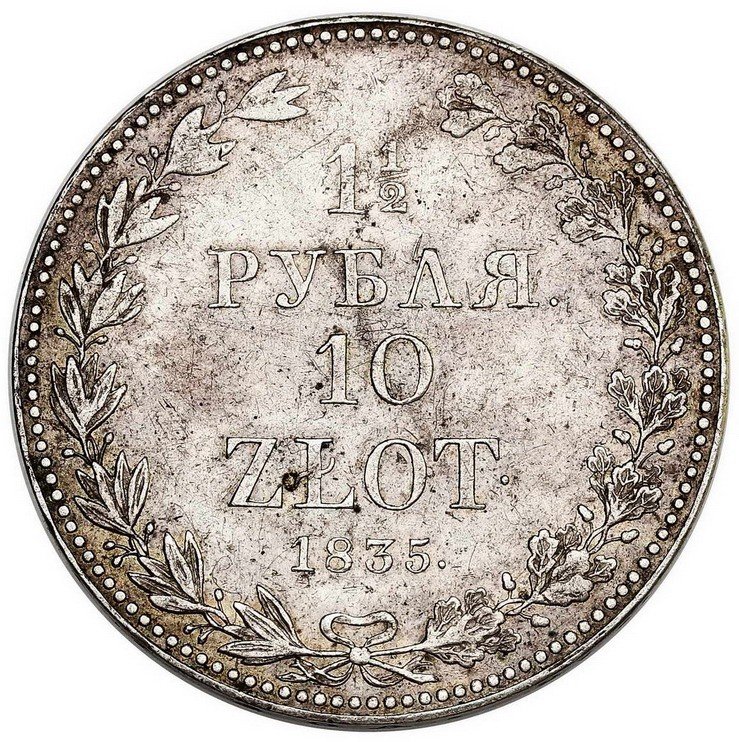 Królestwo Polskie. 1 1/2 rubla = 10 złotych 1835, Warszawa