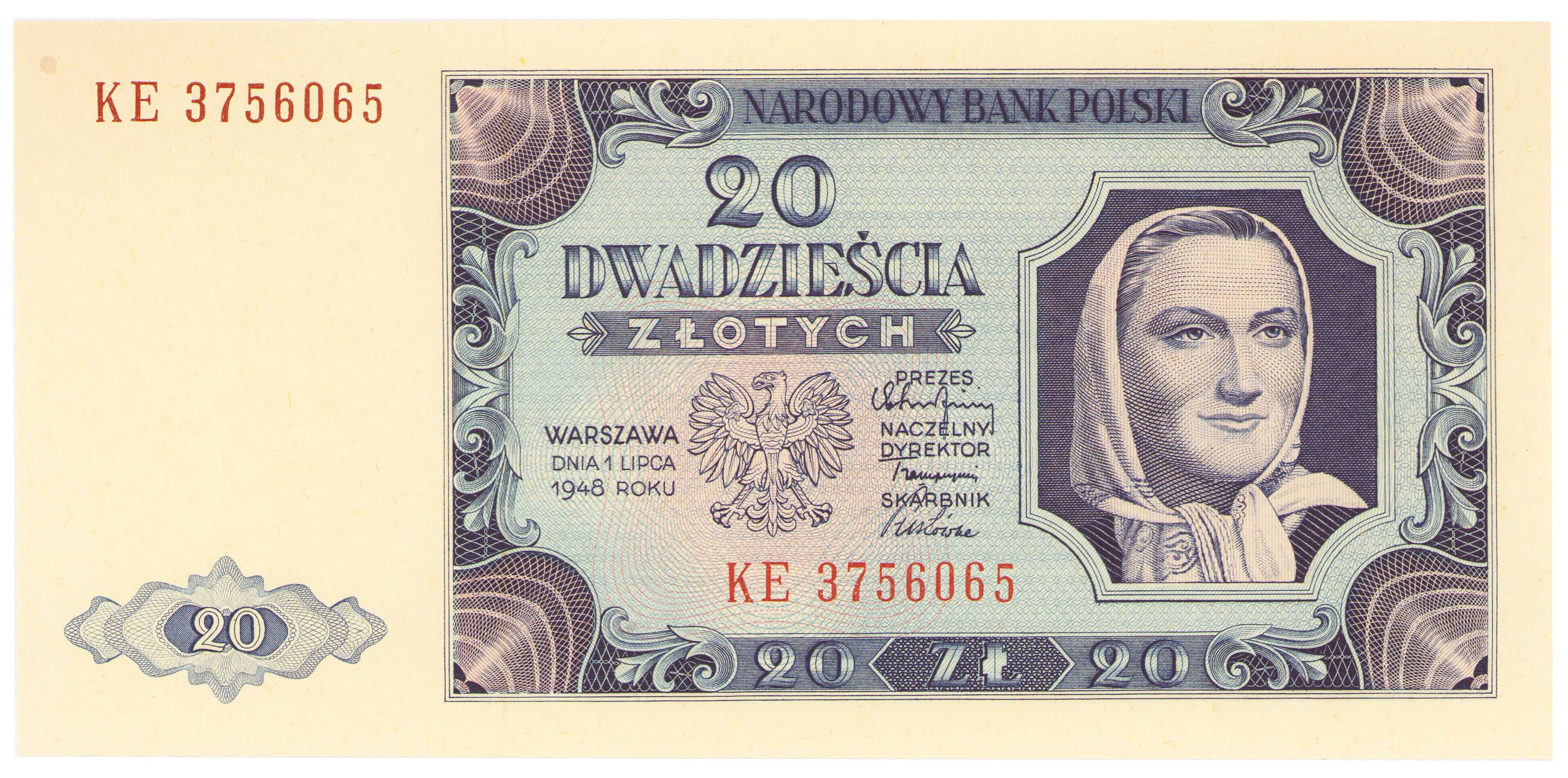 20 złotych 1948 seria KE