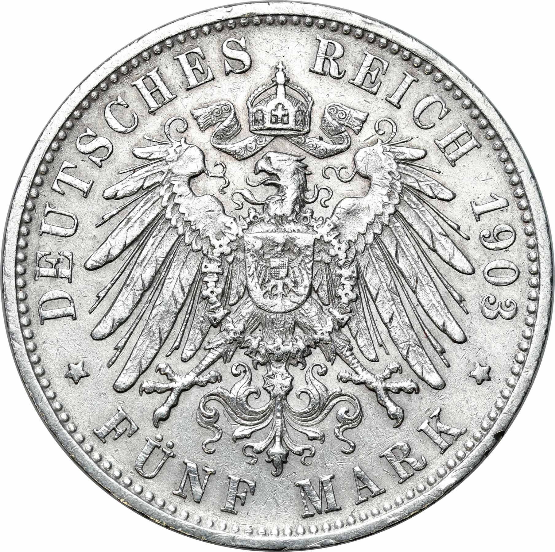 Niemcy, Wirtembergia. 5 marek 1903 F, Stuttgart