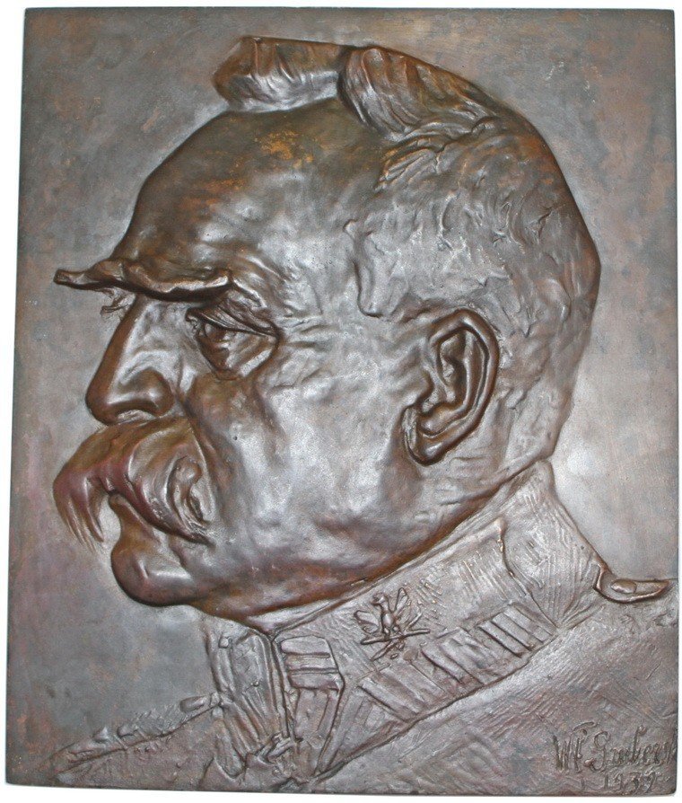 Plakieta Józef Piłsudski sygnowana WŁ GRUBERSKI 1932 