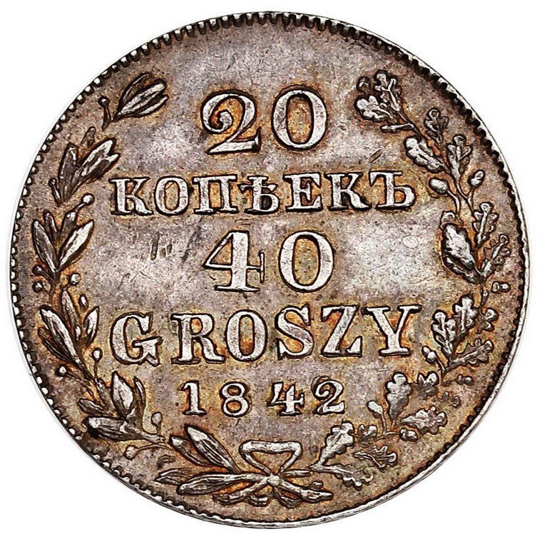 Królestwo Polskie. 20 kopiejek = 40 groszy 1842, Warszawa