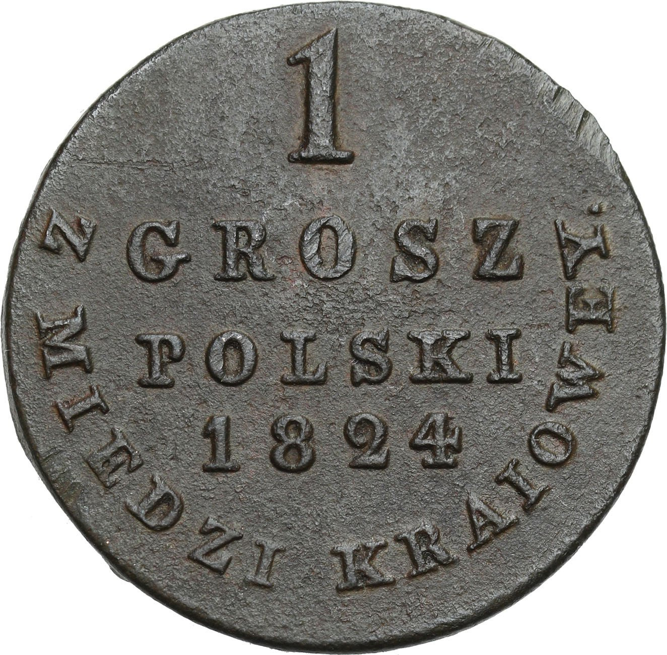 Polska XIX wiek, Rosja. Grosz Polski z MIEDZI KRAIOWEY 1824