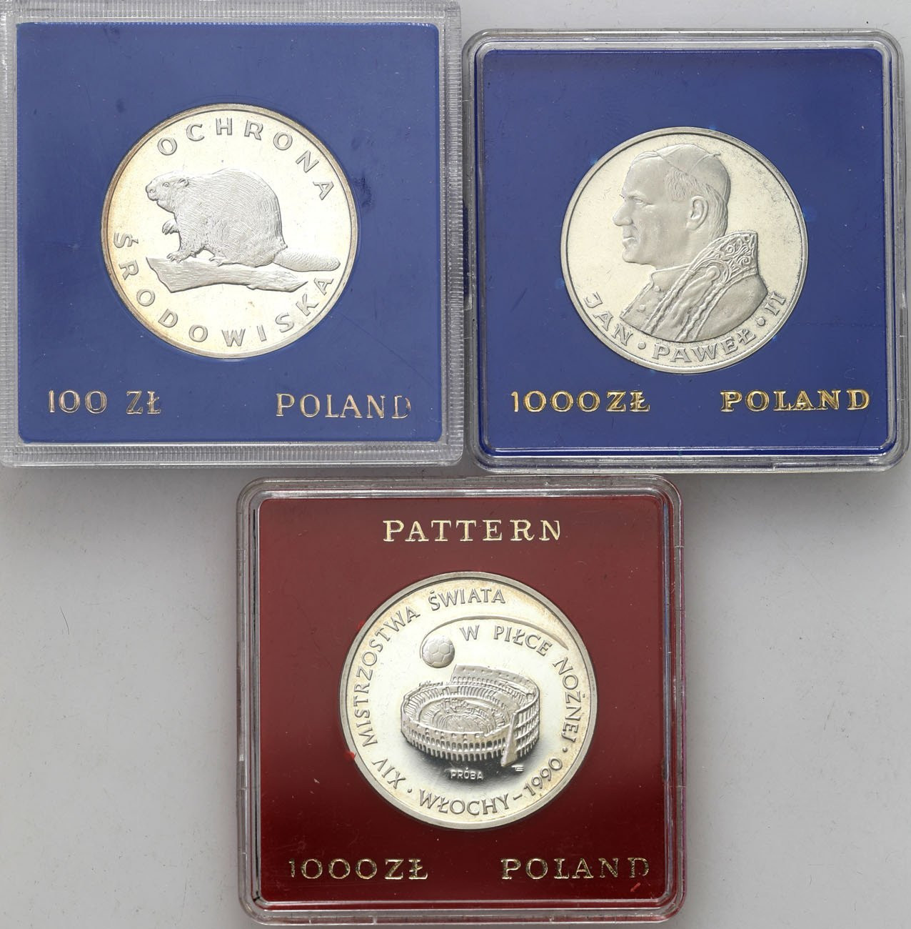 PRL. 100 złotych 1978, 1000 złotych 1983, 1000 złotych 1988 (PRÓBA), zestaw 3 sztuk