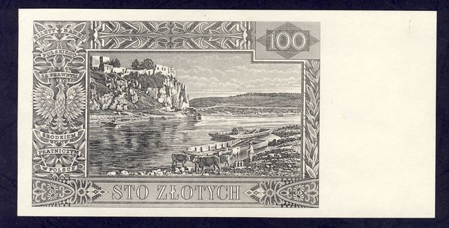 Banknot. Polska. 100 złotych 15 VIII 1939, druk próbny