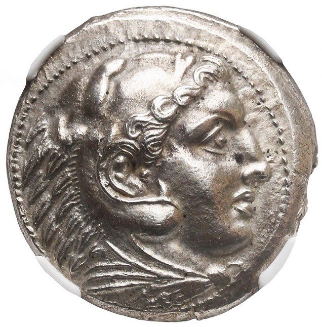 Grecja. Królestwo Macedonii, Aleksander III 336-323 r. p.n.e. AR– tetradrachma, NGC MS